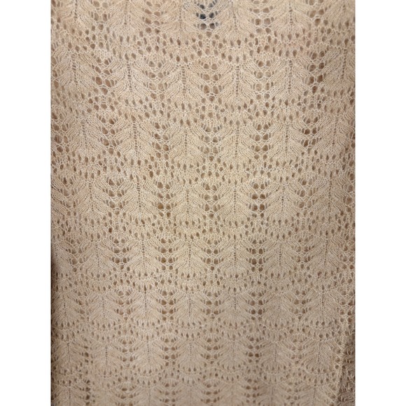 American Eagle Lace Knit Sweater Tan Long Sleeve Boat Neck Women's M NWT - Picture 10 of 10